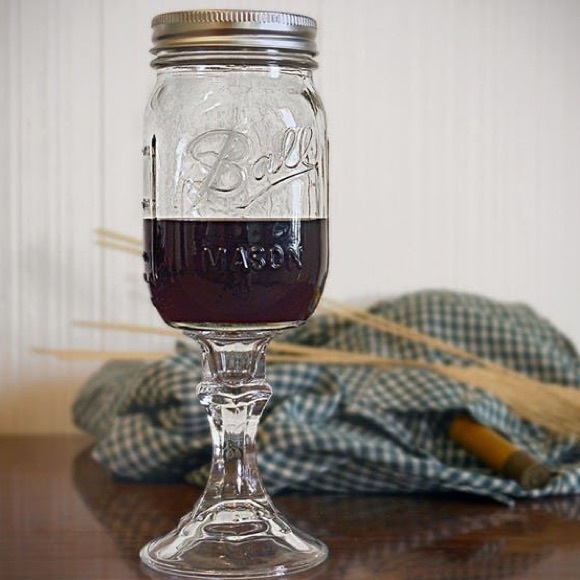 Ball Dining Redneck Wine Glass With Mason Jar Top Nwot Poshmark